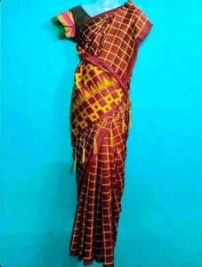 Rust colour silk saree