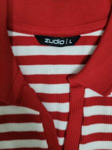 Red &amp; White Striped Polo T-Shirt