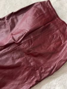 Burgundy Faux Leather Skirt