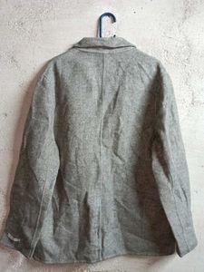 Grey Textured Blazer Winter Jacket Oversized