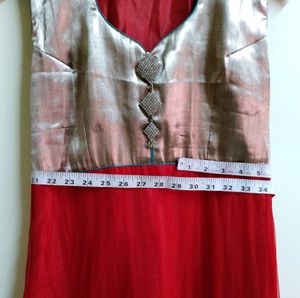 Red &amp; Silver Maxi Dress