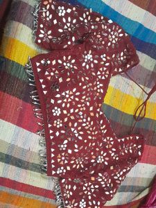 Mirrorwork Saree With Padded Blouse