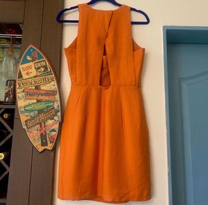 MANGO Vibrant Orange Sleeveless Mini Dress