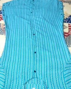 Blue Striped Cotton Kurta