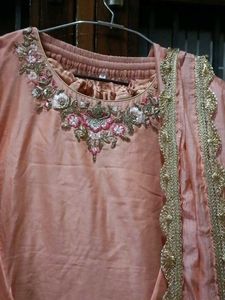 Peach Embroidered Kurta Set