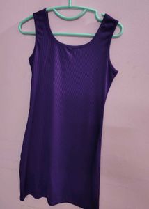 Solid Purple Sleeveless Dress