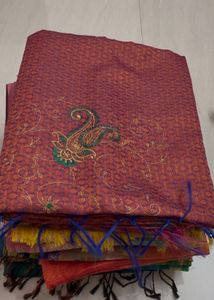 Elegant Teal Silk Saree with Gold Border