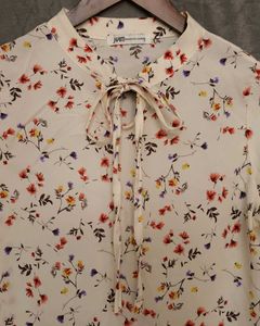 Floral Print Tie Neck Blouse