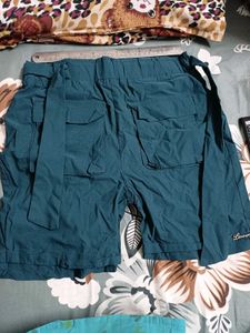 Teal Cargo Shorts with Belt