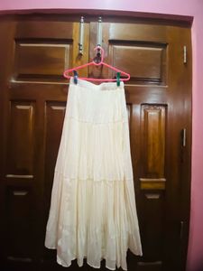 Cream Tiered Maxi Skirt