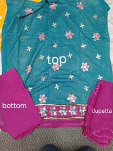Teal Embroidered Kurta Set with Dupatta