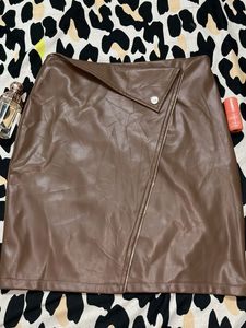 Brown Faux Leather Mini Skirt