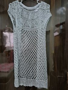 Silver Knit Cover-Up Sraug