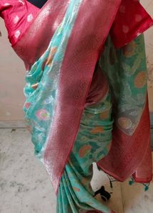 organza 🔥 beautiful 🤩 saree with blouse