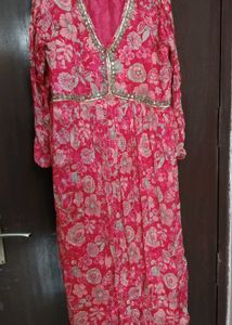 Vibrant Pink Floral Kurta Set
