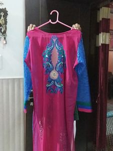 Beautiful Embroidery Work Net Kurta With Inner (38