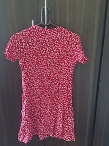 Red Floral Button-Up Mini Dress