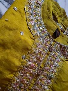 liment green Embroidered Kurta with Patiala Pants