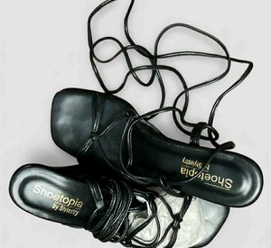 Black Strappy Lace-Up heels