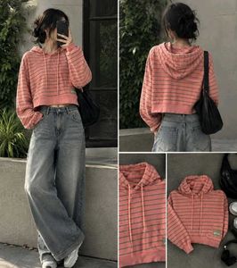 Cute Striped Cropped Hoodie