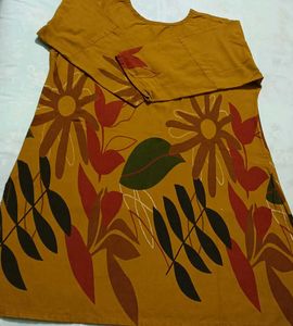 Women's Ethnic Mustard Kurta and Pants Set