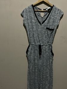 Grey Marl Jumpsuit with Black Trim