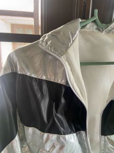 Nike Silver Cropped Windbreaker Jacket