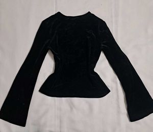 Y2k Vintage 2000s Velvet Butterfly Long Sleeve Top