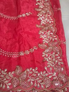 Elegant Red Embroidered Saree