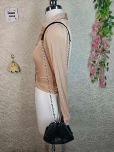 H&amp;m Ruched Button-Up Long Sleeve Top