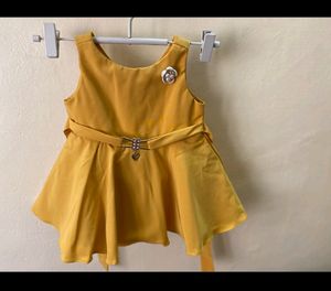 Yellow Gown With Jeans Jacket
