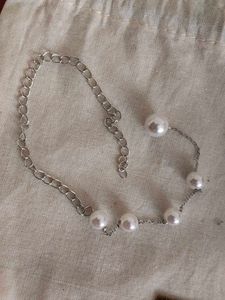 Elegant Pearl Chain Bracelet 925 silver
