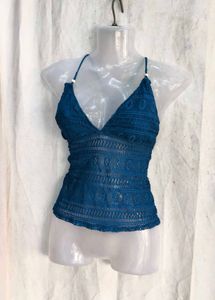 11810. Blue Lace Halter Top