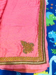 Beautiful party wear Pink Embellished Saree