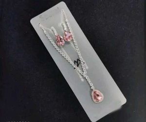Pink Cubic Zirconia Necklace Set...