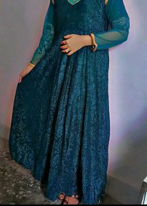 Elegant Teal Embroideried Gown