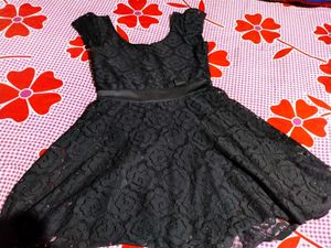 Elegant Black Lace Skater Dress