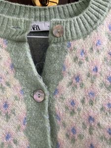 ZARA Pastel Floral Knit Cardigan