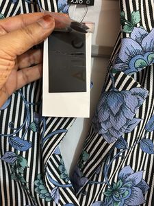 Floral Striped Cropped Blazer