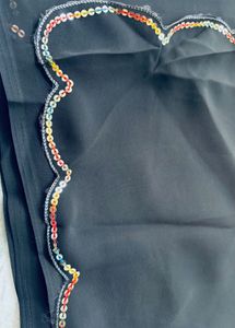 Elegant Black Saree with Colorful Border