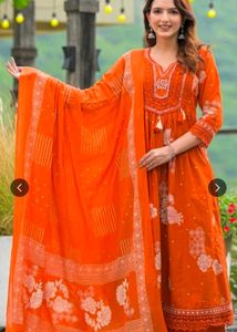 Elegant Orange Kurta Set with Dupatta