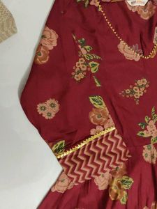 Maroon Floral Peplum Kurta with Palazzo♥️🪔