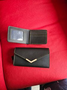 Women clutch and men wallet