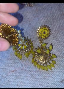 Yellow Floral Jhumka Earrings