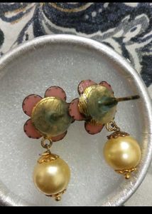 vintage faux Pearl Flower Drop Earrings