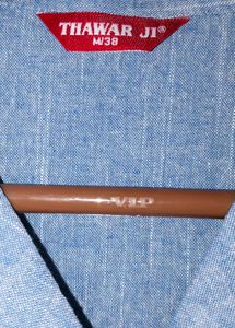 Blue Denim Style Button-Down Top | Casual Wear