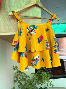 Yellow Floral Tiered Tank Top
