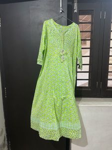 Bright Green Printed Kurta