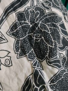 Elegant White Kurta with Black Floral Print