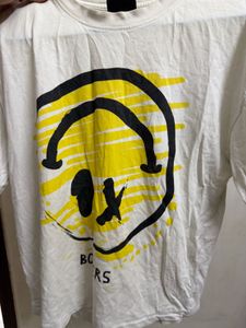 White Graphic Smiley Face T-Shirt